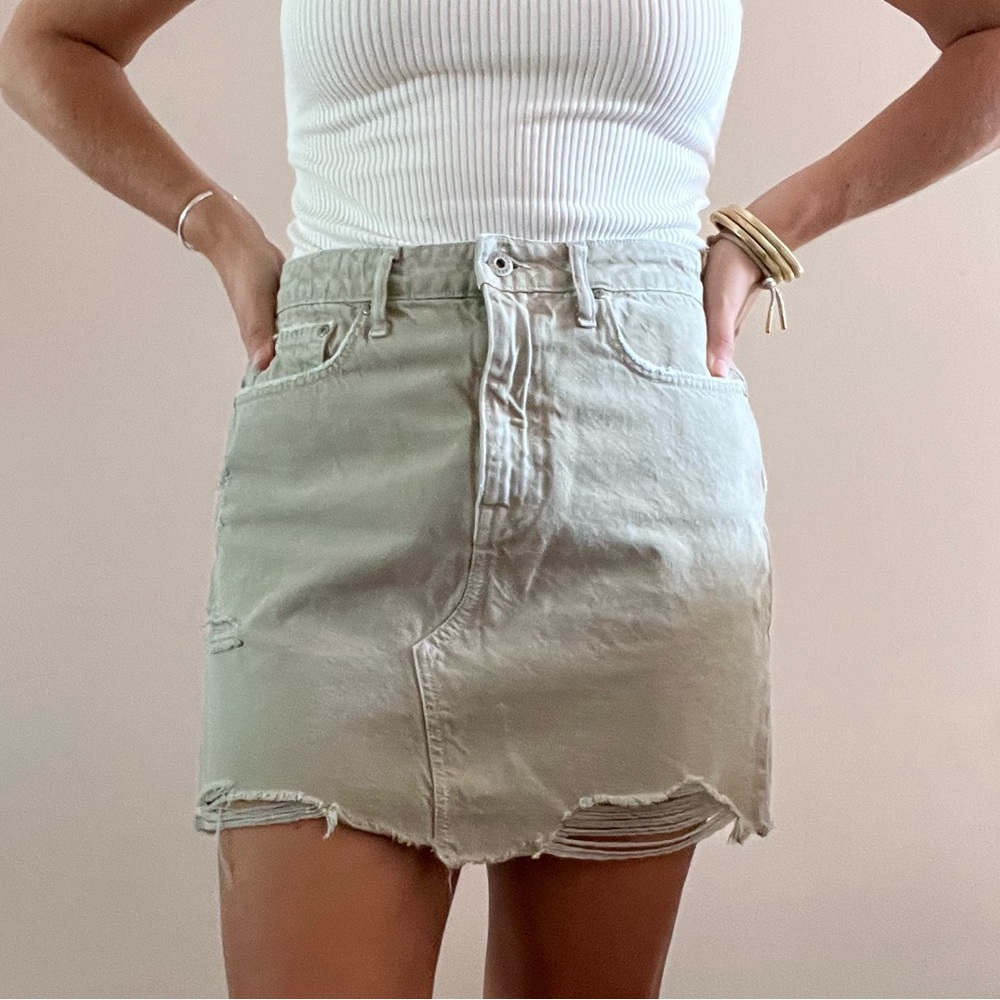 Jonathan Simkhai | Linnea Distressed Denim Mini Skirt